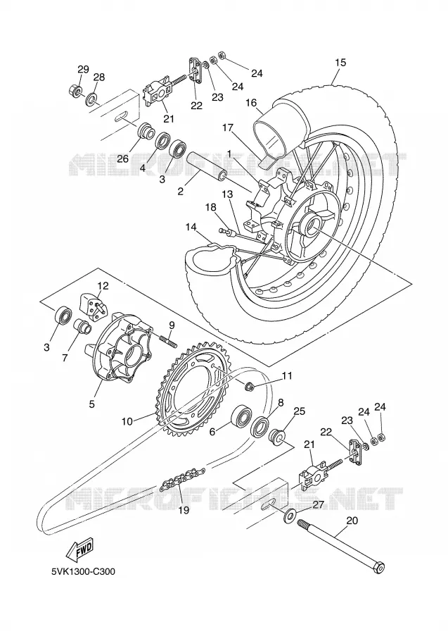 ROUE ARRIERE Yamaha MOTO 660 2005 XTR  XT660R