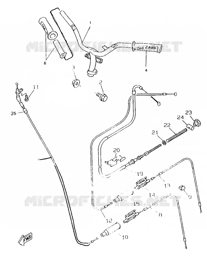 GUIDON ET CABLES Yamaha SCOOTER 50 1996 ROCKET  CW50RSP