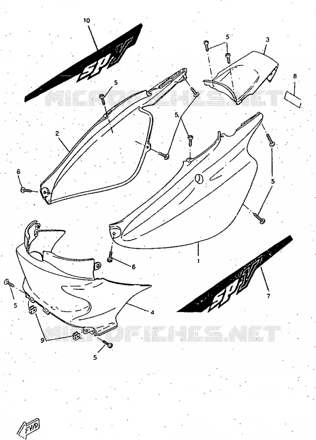 COUVERCLE LATERAL Yamaha SCOOTER 50 1997 ROCKET  CW50RSP