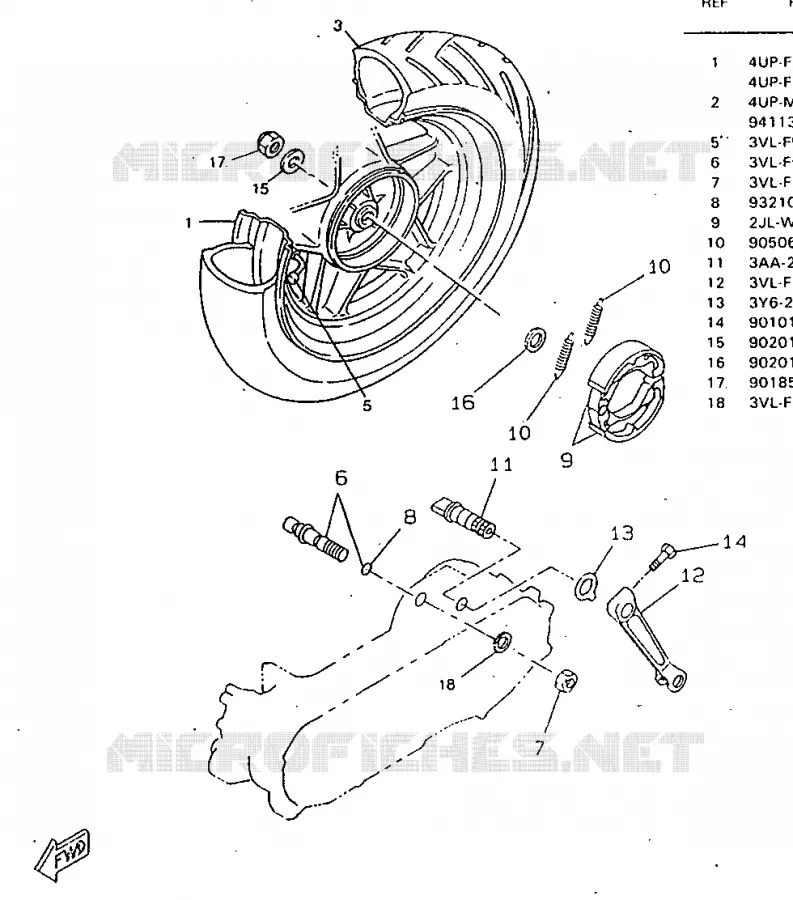 ROUE ARRIERE Yamaha SCOOTER 50 1998 ROCKET  CW50RSP