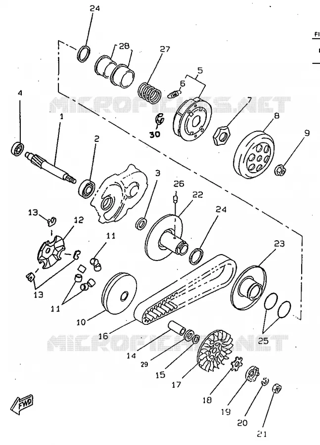 EMBRAYAGE DE DEMARREUR Yamaha SCOOTER 50 1998 ROCKET  CW50RSP