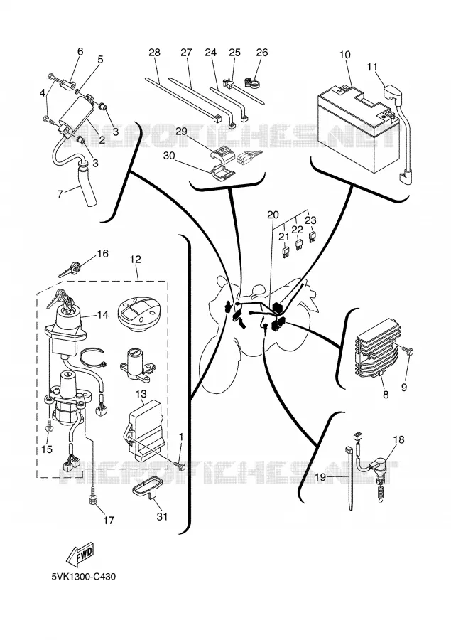 PARTIE ELECTRIQUE 1 Yamaha MOTO 660 2006 XTR  XT660R