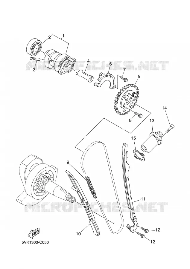 ARBRE A CAMES / CHAINE DE DISTRIBUTION Yamaha MOTO 660 2008 XTR  XT660R