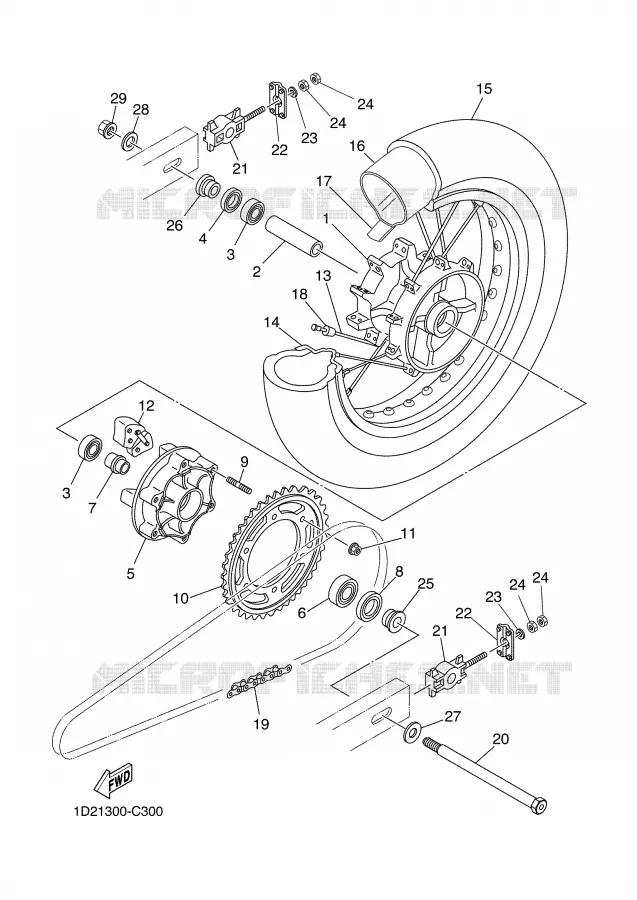 ROUE ARRIERE Yamaha MOTO 660 2005 XTX  XT660X