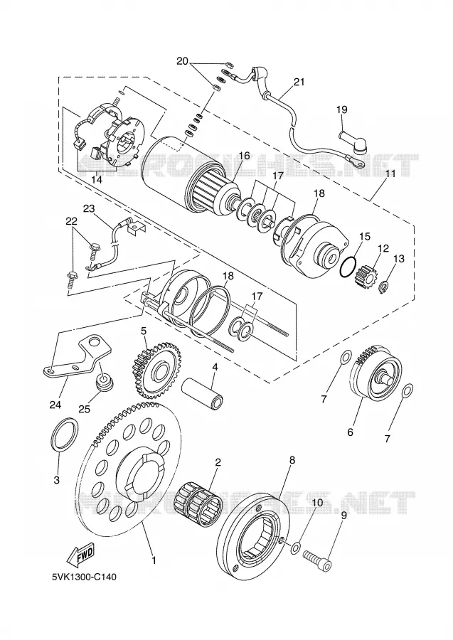 EMBRAYAGE DE DEMARREUR Yamaha MOTO 660 2007 XTX  XT660X