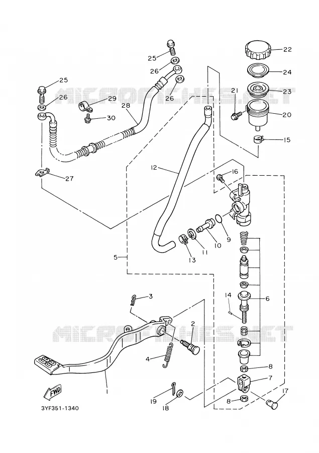 MAITRE CYLINDRE DE FREIN ARRIERE Yamaha MOTO 660 1991 TENERE  XTZ660