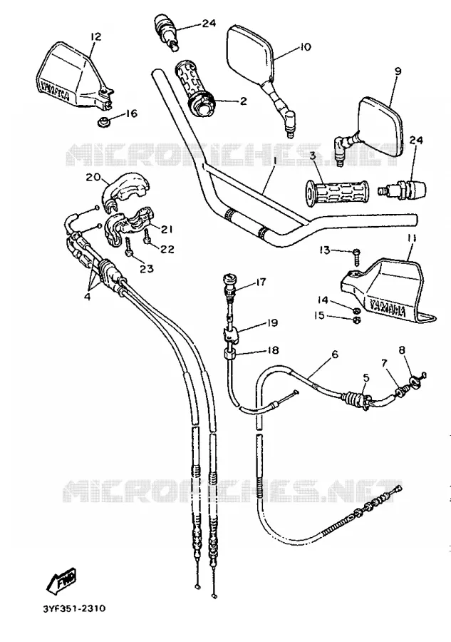 GUIDON ET CABLES Yamaha MOTO 660 1992 TENERE  XTZ660