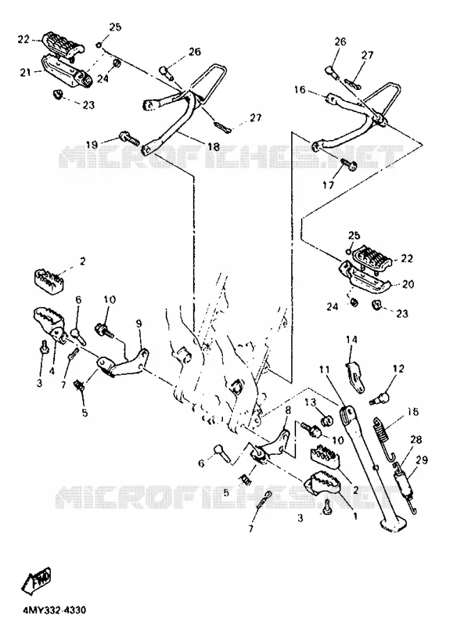 SUPPORT / REPOSE PIEDS Yamaha MOTO 660 1994 TENERE 25KW  XTZ660 (25KW)