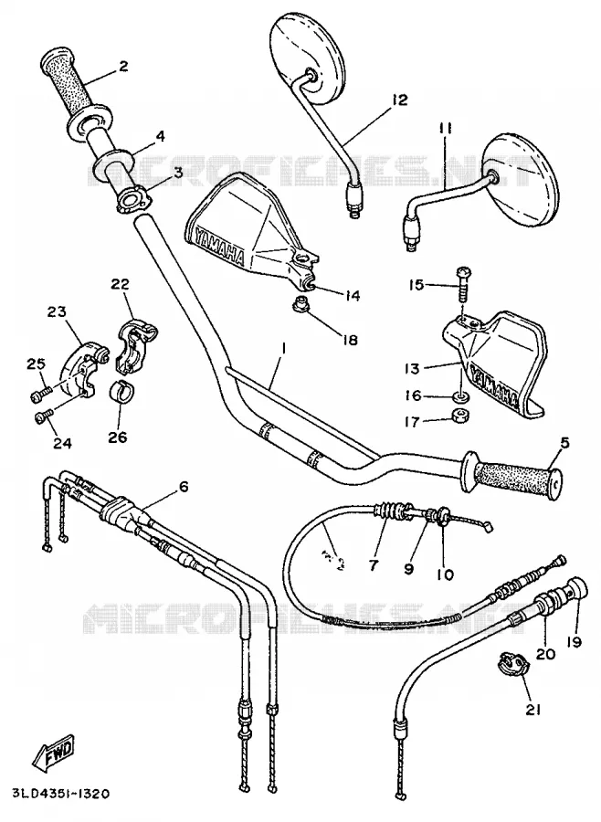 GUIDON ET CABLES Yamaha MOTO 750 1991 SUPERTENERE  XTZ750B