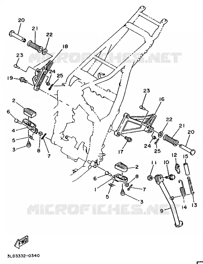 SUPPORT / REPOSE PIEDS Yamaha MOTO 750 1992 SUPERTENERE  XTZ750N (37KW)