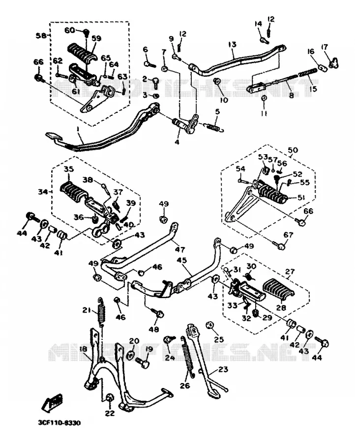 SUPPORT / REPOSE PIEDS Yamaha MOTO 1100 1989 VIRAGO  XV1100