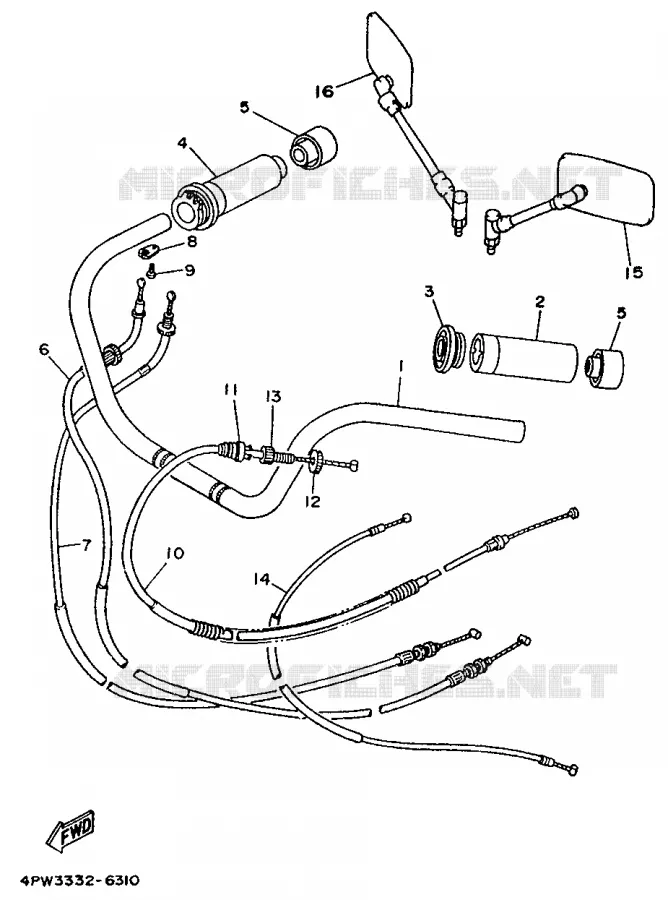 GUIDON ET CABLES Yamaha MOTO 1100 1996 VIRAGO  XV1100