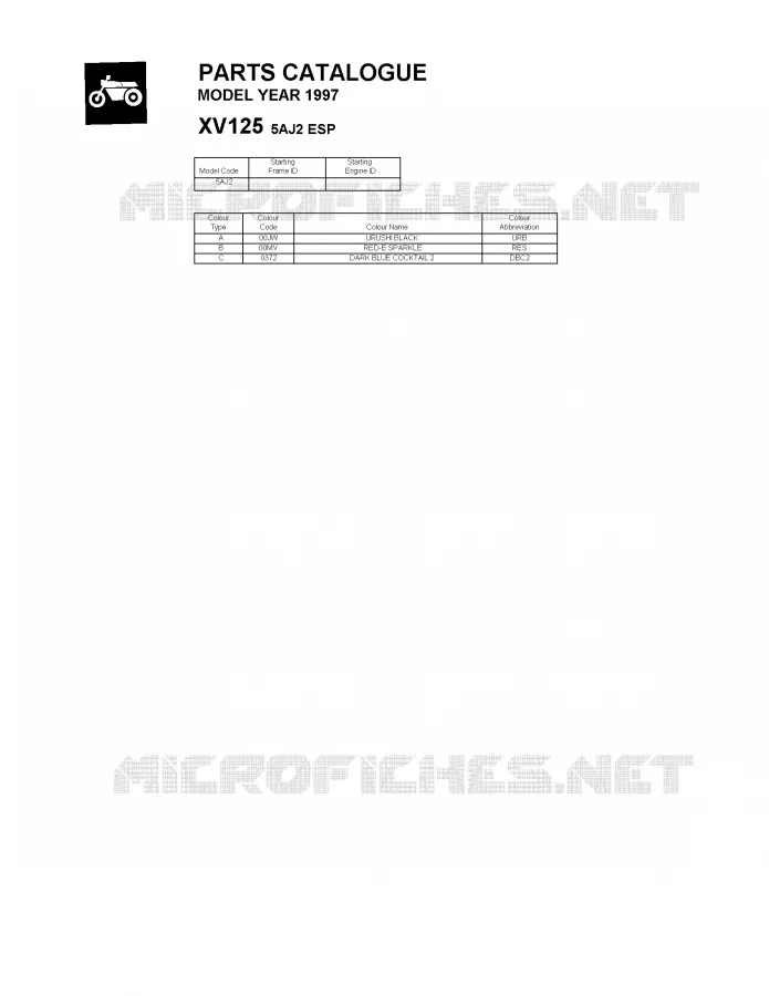* CATALOG PREFACE * Yamaha MOTO 125 1997 VIRAGO  XV125
