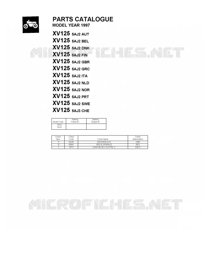 * CATALOG PREFACE * Yamaha MOTO 125 1997 VIRAGO  XV125