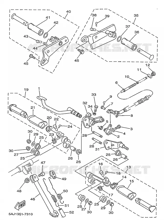 SUPPORT / REPOSE PIEDS Yamaha MOTO 125 1998 VIRAGO  XV125