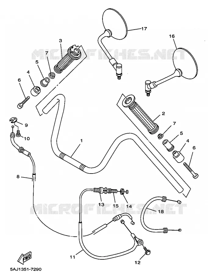 GUIDON ET CABLES Yamaha MOTO 125 1998 VIRAGO  XV125