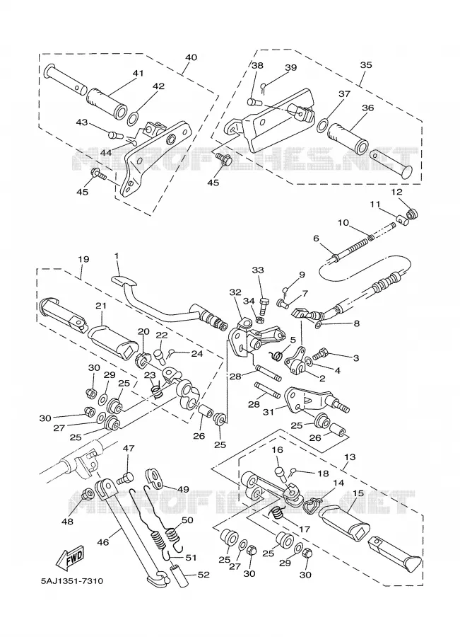 SUPPORT / REPOSE PIEDS Yamaha MOTO 125 2000 VIRAGO  XV125S