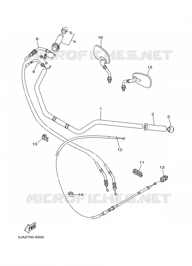 GUIDON ET CABLES Yamaha MOTO 1600 2002 WILDSTAR  XV1600A