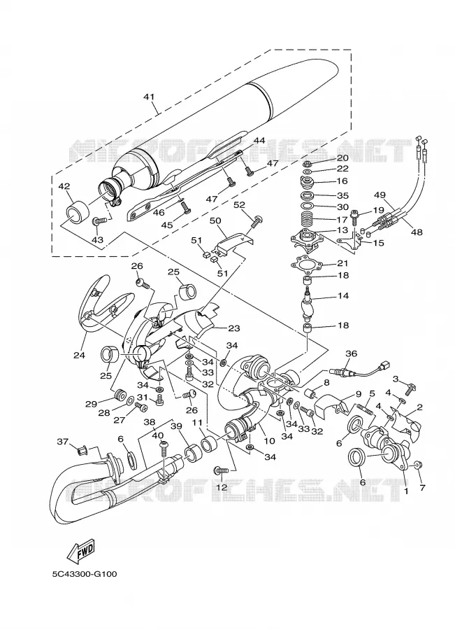 ECHAPPEMENT Yamaha MOTO 1900 2008 MIDNIGHT STAR  XV1900A
