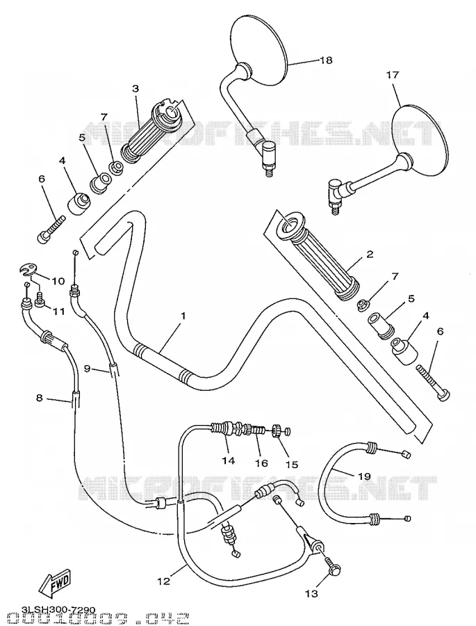 GUIDON ET CABLES Yamaha MOTO 250 1999 VIRAGO  XV250S