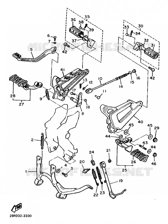 SUPPORT / REPOSE PIEDS Yamaha MOTO 500 1987 VIRAGO  XV500