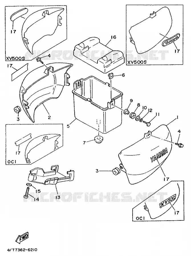 CACHE LATERAL - RESERVOIR D'HUILE Yamaha MOTO 500 1996 VIRAGO  XV500