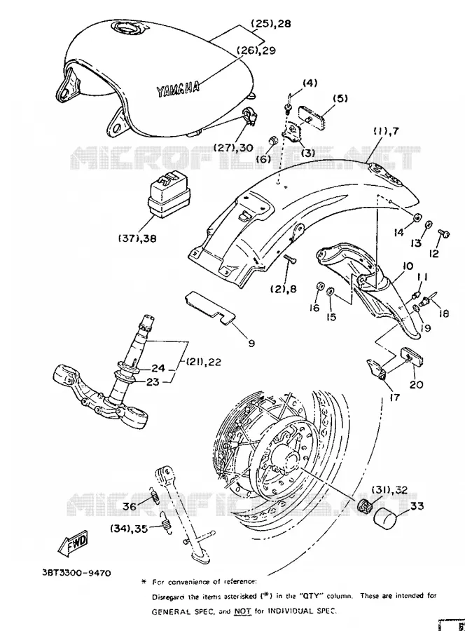 PIÈCES OPTIONNELLES - PARTIE CYCLE Yamaha MOTO 535 1989 VIRAGO  XV535