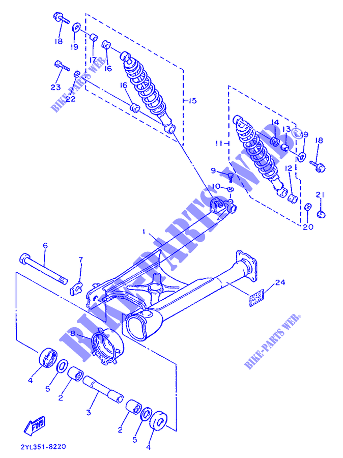 BRAS OSCILLANT / AMORTISSEUR pour Yamaha XV535 de 1989