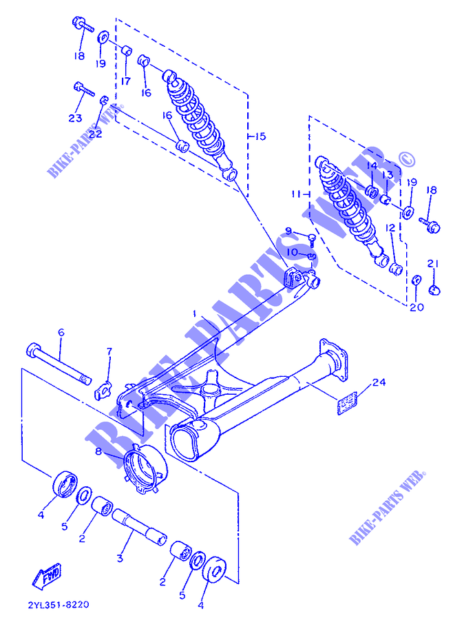 BRAS OSCILLANT / AMORTISSEUR pour Yamaha XV535 de 1989