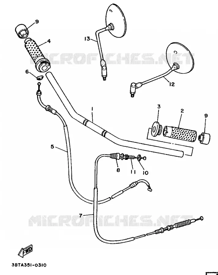GUIDON ET CABLES - GUIDON PLAT Yamaha MOTO 535 1990 VIRAGO  XV535 VIRAGO