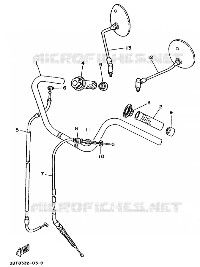 GUIDON ET CABLES - GUIDON HAUT Yamaha MOTO 535 1990 VIRAGO  XV535 VIRAGO