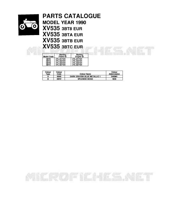 * CATALOG PREFACE * Yamaha MOTO 535 1990 VIRAGO  XV535 VIRAGO