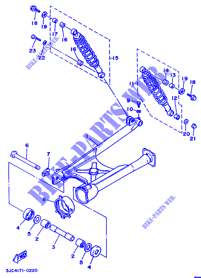 BRAS OSCILLANT / AMORTISSEUR pour Yamaha XV535 de 1991