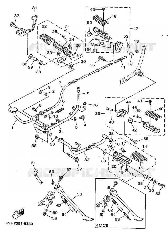 SUPPORT / REPOSE PIEDS Yamaha MOTO 535 1998 VIRAGO  XV535