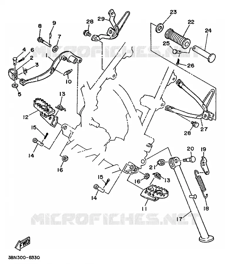 SUPPORT / REPOSE PIEDS Yamaha MOTO 125 1989 DTE  DT125E