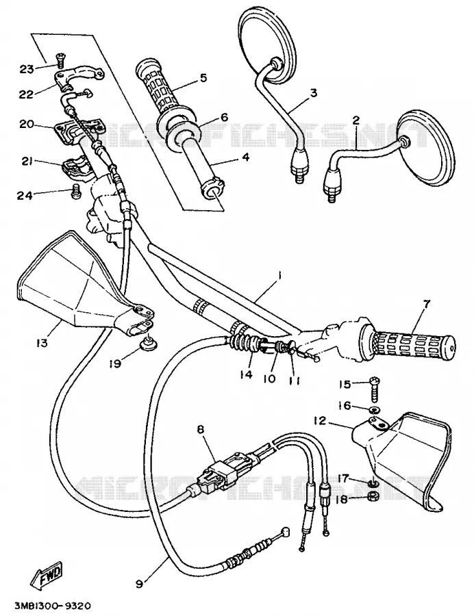 GUIDON ET CABLES Yamaha MOTO 125 1991 DTE  DT125E