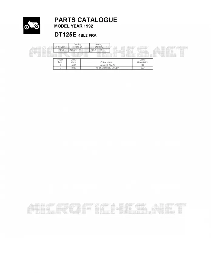 * CATALOG PREFACE * Yamaha MOTO 125 1992 DTE  DT125E
