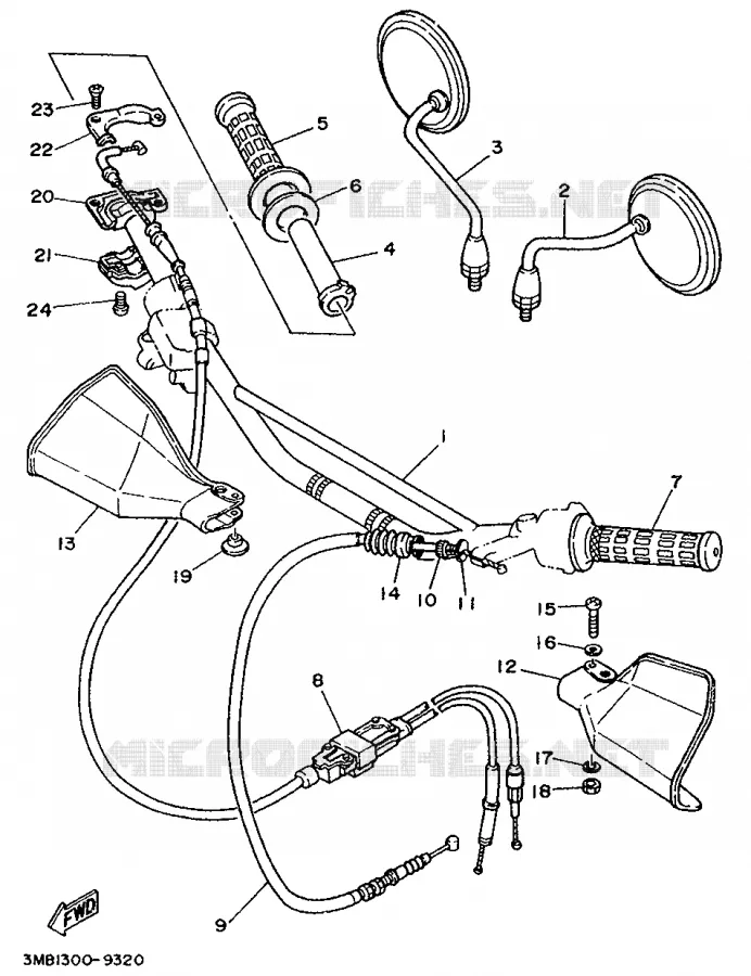 GUIDON ET CABLES Yamaha MOTO 125 1994 DTE  DT125E