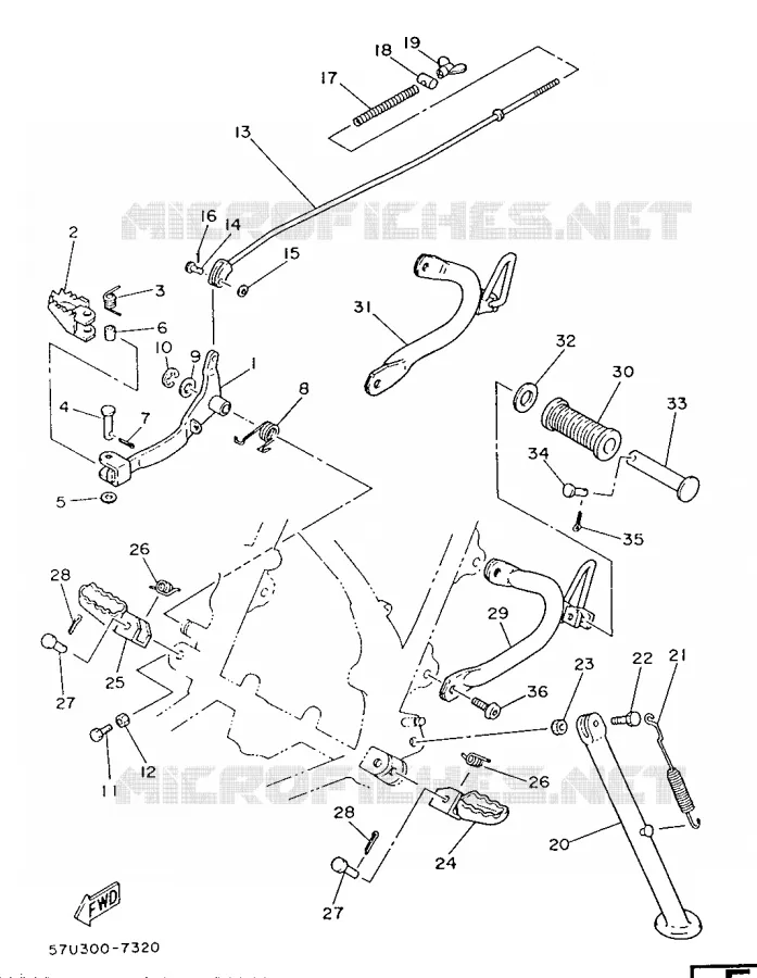 SUPPORT / REPOSE PIEDS Yamaha MOTO 125 1987 DTLC  DT125LC