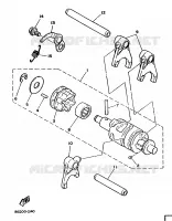 BARILLET DE SELECTION / FOURCHETTES pour Yamaha DT125MX de 1986