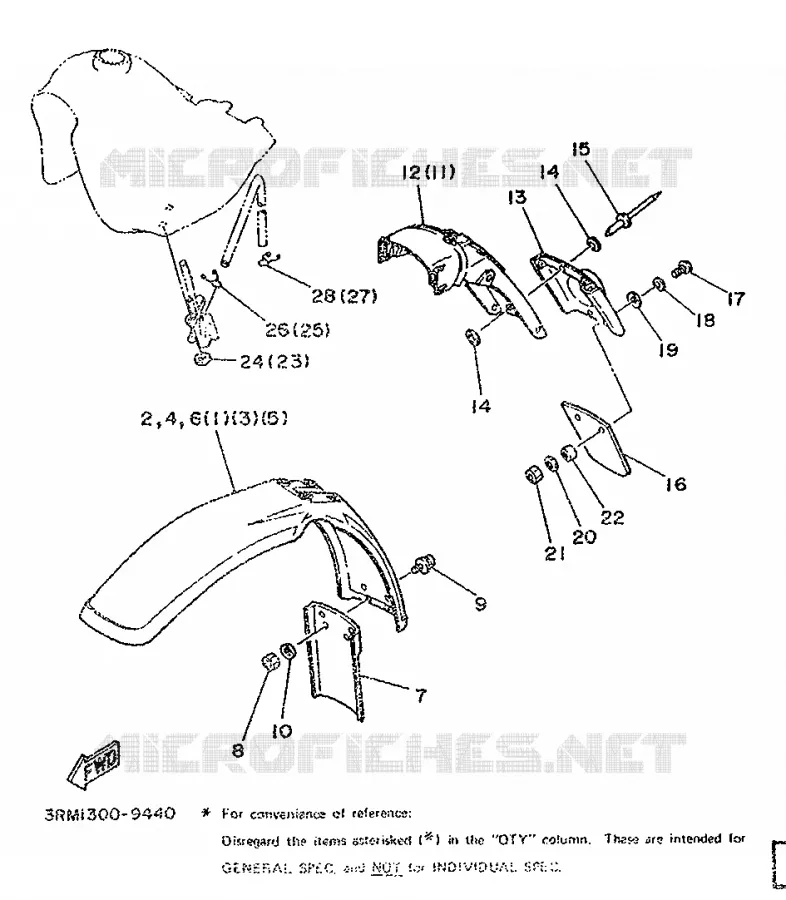 PIÈCES OPTIONNELLES - PARTIE CYCLE Yamaha MOTO 125 1989 DTR  DT125R