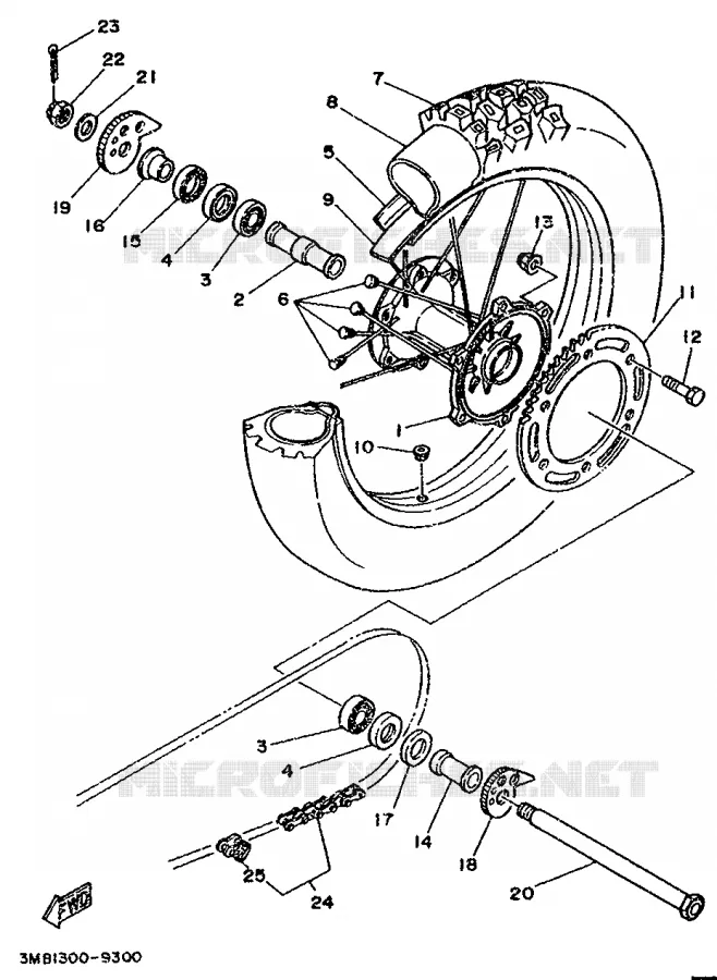 ROUE ARRIERE Yamaha MOTO 125 1993 DTR  DT125R