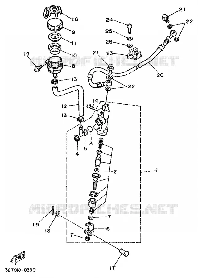 MAITRE CYLINDRE DE FREIN ARRIERE Yamaha MOTO 125 1994 DTR  DT125R