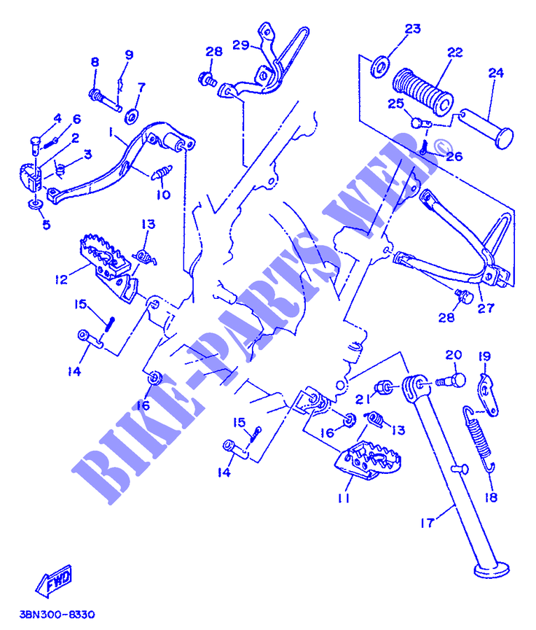 SUPPORT / REPOSE PIEDS pour Yamaha DT125R de 1994