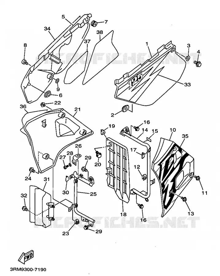 COUVERCLE LATERAL Yamaha MOTO 125 1997 DTR  DT125R