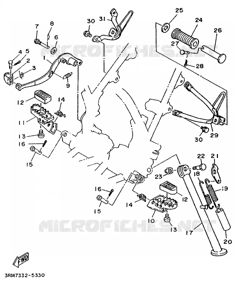 SUPPORT / REPOSE PIEDS Yamaha MOTO 125 1997 DTR  DT125R