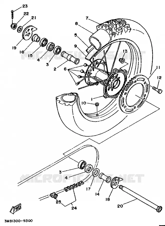 ROUE ARRIERE Yamaha MOTO 125 1997 DTR  DT125R