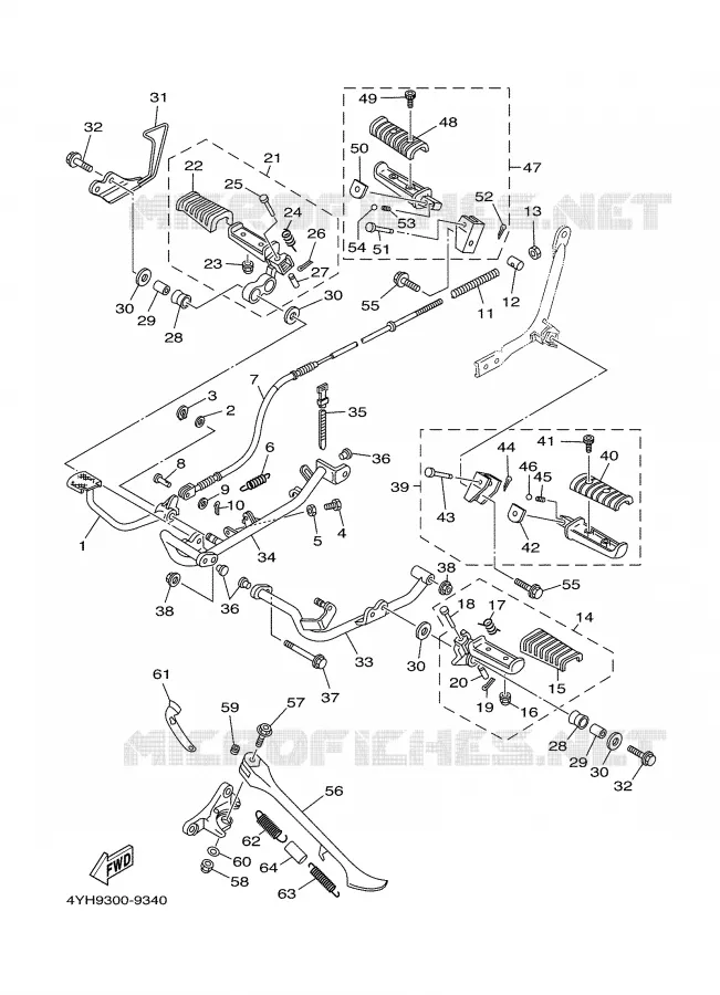 SUPPORT / REPOSE PIEDS Yamaha MOTO 535 2001 VIRAGO  XV535