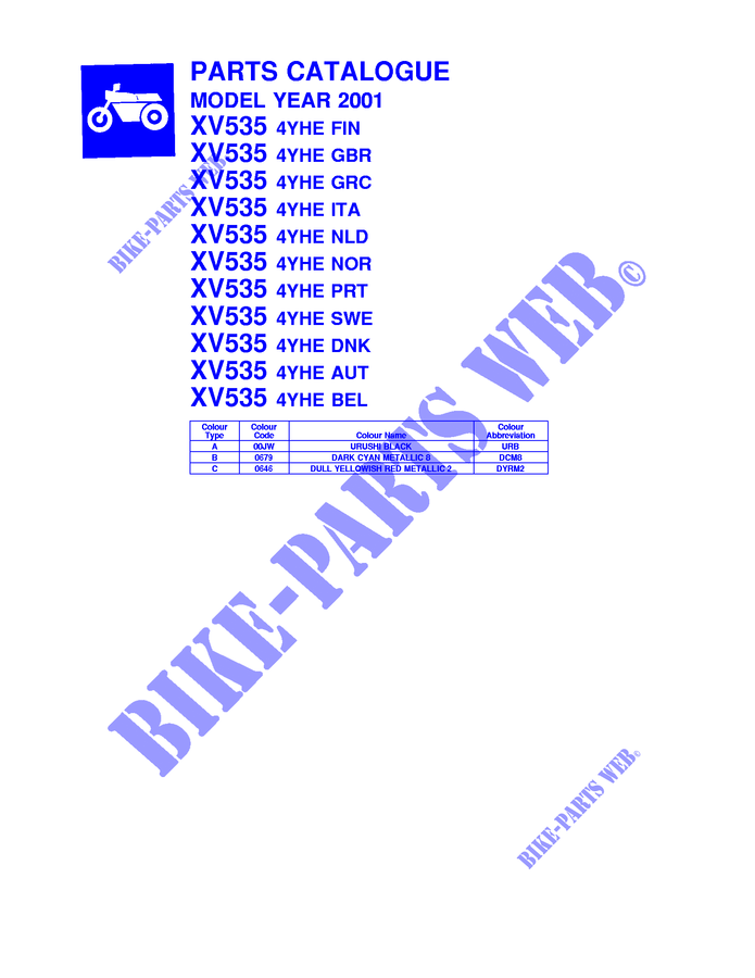 * CATALOG PREFACE * pour Yamaha XV535 de 2001