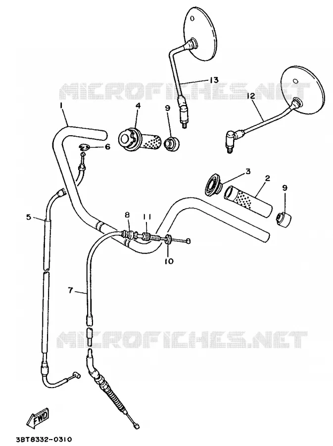 GUIDON ET CABLES Yamaha MOTO 535 1992 VIRAGO  XV535 (34KW)